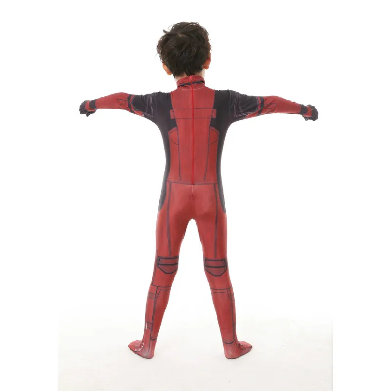 Free shipping Kid Deadpool Costume with Mask Superhero cosplay Suit Boy One Piece Full Bodysuit Halloween kid costumes for party