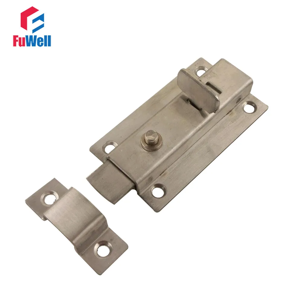 2PCS Stainless Steel Automatic Spring Bolt with Button Door Bolt Lock Lock Anti-Theft Thickening and Widening Door Bolt