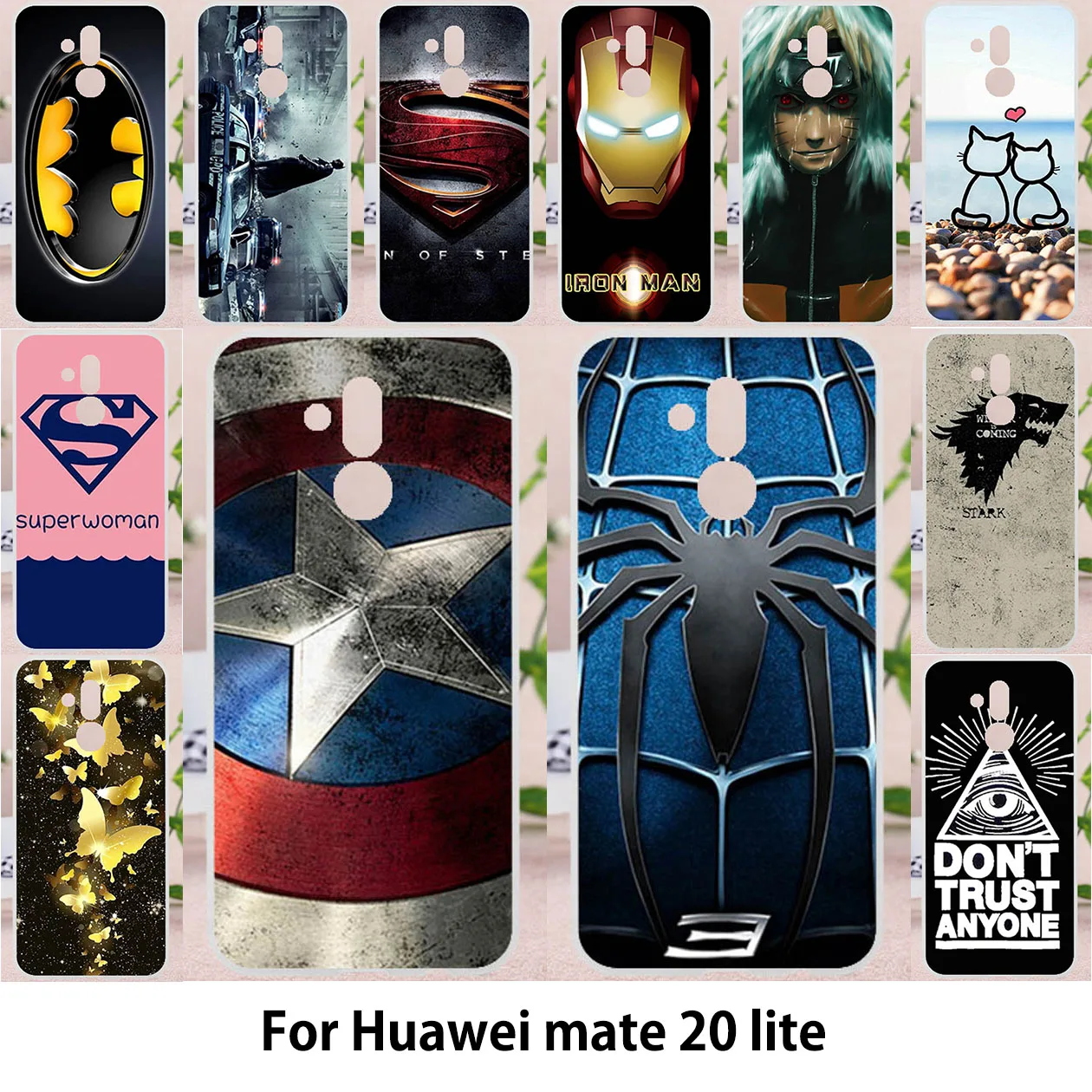 

Phone Cases For Huawei Mate 20Lite Maimang 7 Case Silicone Soft Painted Bags 6.3 inch Superhero Shell Skins Shell