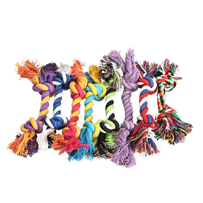 1 pcs Pets dogs pet supplies Pet Dog Puppy Cotton Chew Knot Toy Durable Braided Bone Rope 15CM Funny Tool (Random Color )