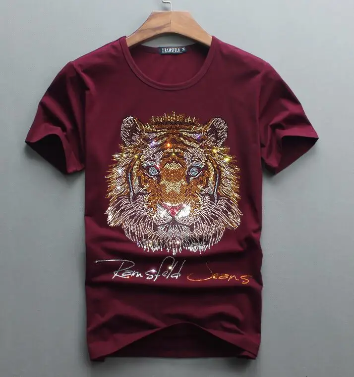 Koop Luxe ontwerp van Diamanten 100% Katoen Heren top tees Designer mannen t shirt