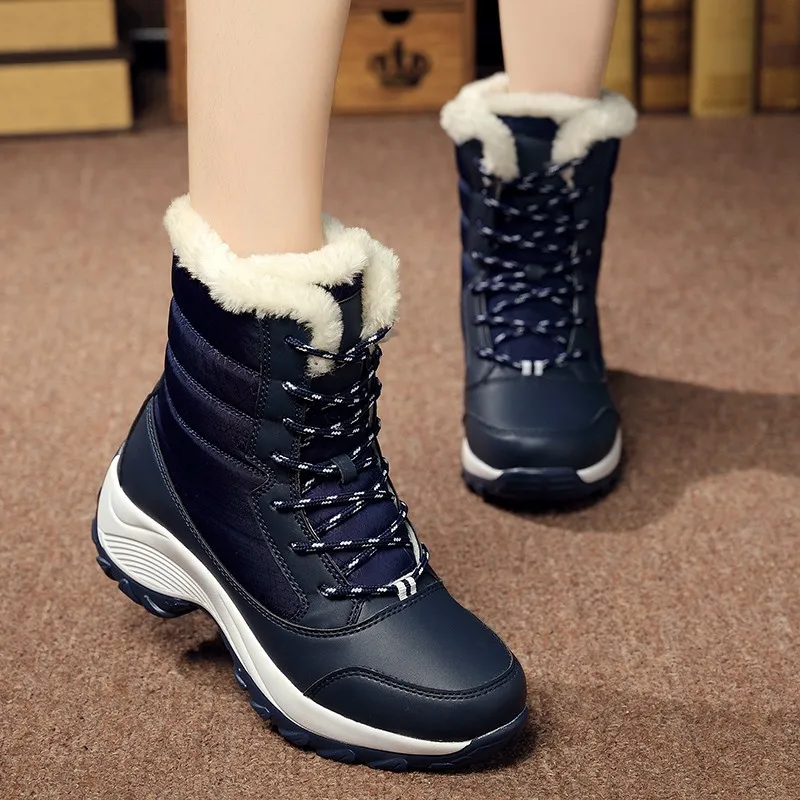 Новые женские ботинки водонепроницаемые женские туфли; плюшевые теплые зимние сапоги женские зимние ботинки ботильоны Для женщин сапоги