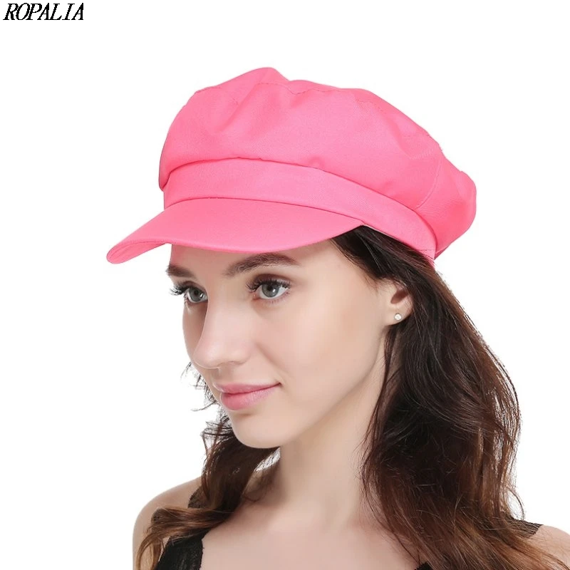 Vintage Outdoor Fluorescent Women Visor Duck Tongue Flat Cap Adjustable