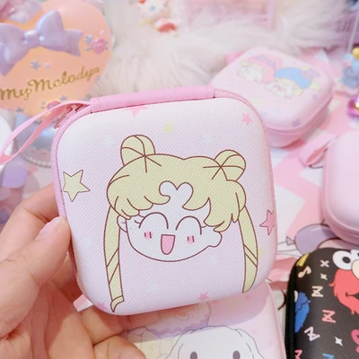 Sailor Moon 1 шт. мультфильм моя мелодия маленький Твин кошелек со звездами собака с большим ухом Единорог сумка для девочки дети девочки кошелек наушники Органайзер коробка - Цвет: Sailor Moon