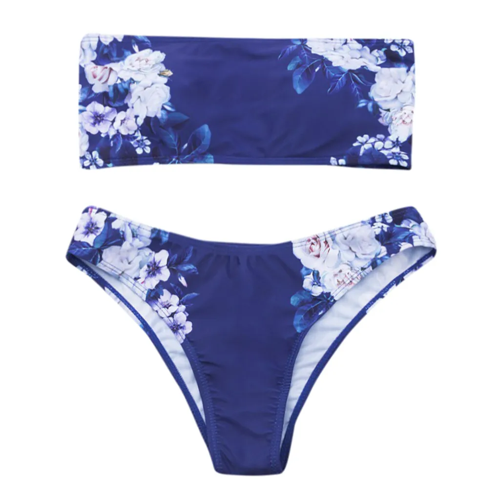 

Perimedes Women's Summer Sexy swimsuit vintage female Beach Print Swimwear Beachwear Siamese Swimsuit Bikini Set#y35