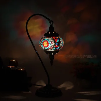 Lámpara de mesa mosaico turca, vintage, art deco, lámparas artesanales de mesa, mosaico de cristal, lámpara de luz romántica para cama, con mosaicos