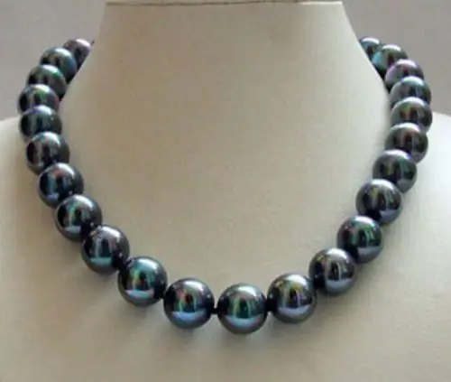 

Free Shipping >>>>> stunning 12-13mm natural tahitian black pearl pearl necklace 18inch