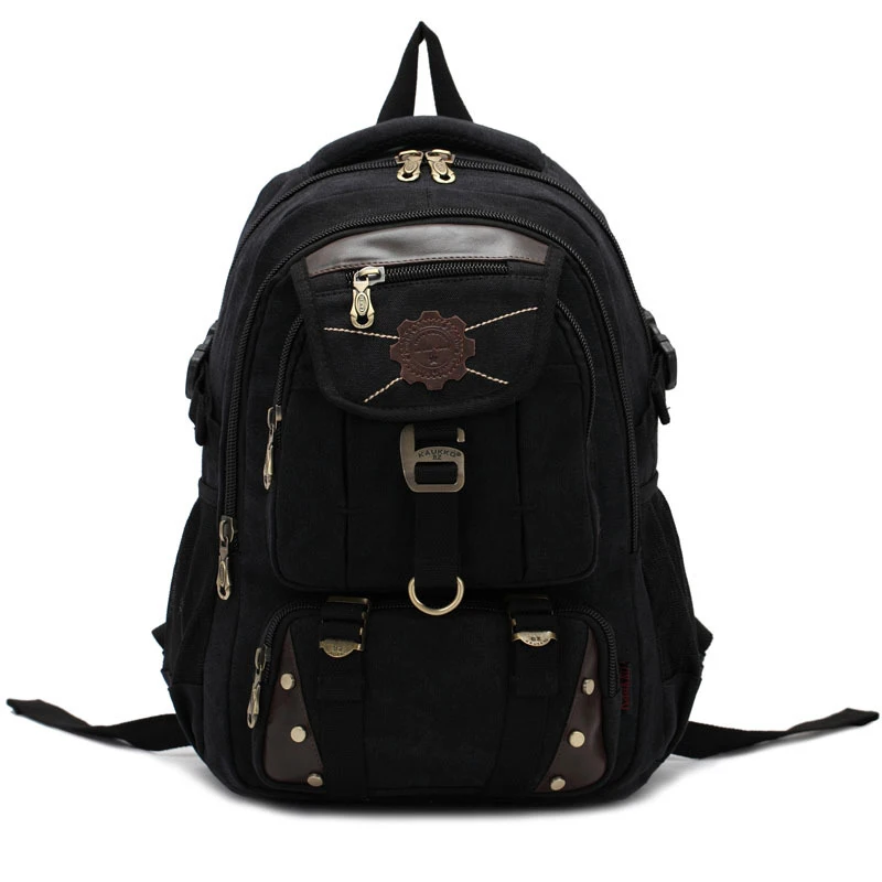 KAUKKO New fashion men's backpack vintage canvas backpack school bag men's travel bags large capacity travel laptop backpack bag