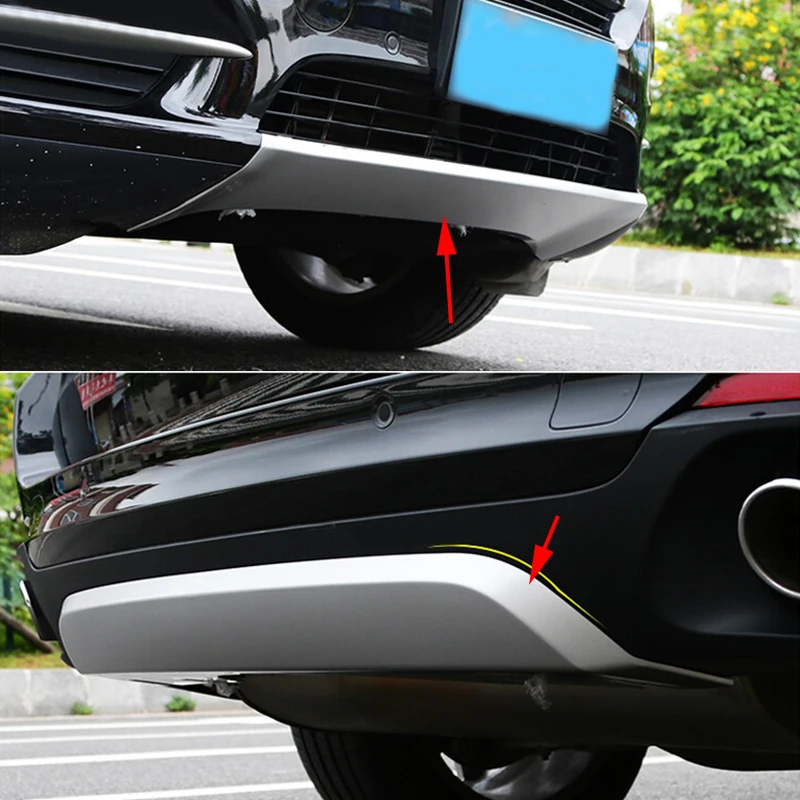 2PCS Chrome Front + Rear Bumper Guard Skid Plate Cover Trim For BMW X5