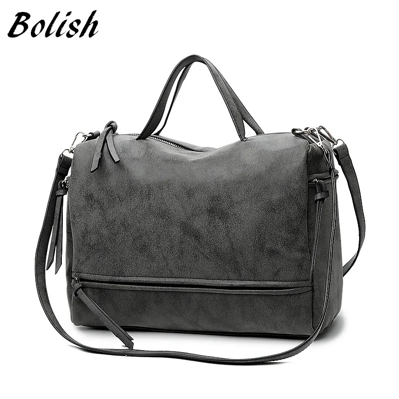 

Bolish Brand Fashion Female Shoulder Bag Nubuck Leather women handbag Vintage Messenger Bag Motorcycle Crossbody Bags Women Bag