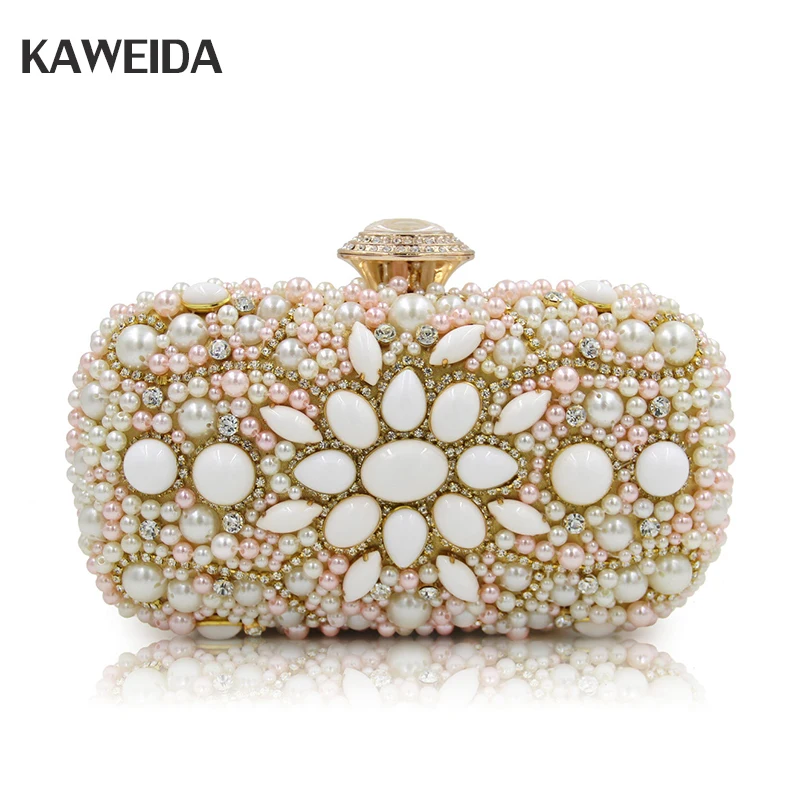 

Embroidery Beaded Women Clutch Bag Vintage Flower Pears Evening Party Handbags Wedding Bridal Purses malas de senhora