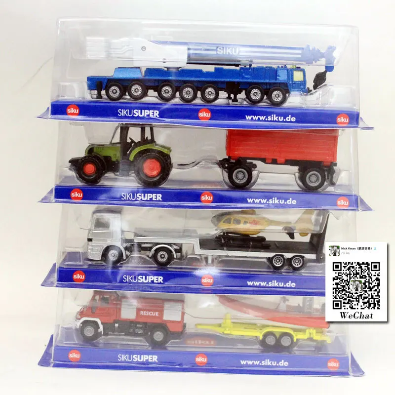

SIKU Tractor with Trailer,Fire-engine with Speedboat,Truck with Helicopter,Crane 16cm Diecast Metal Car Model Toy For Kids