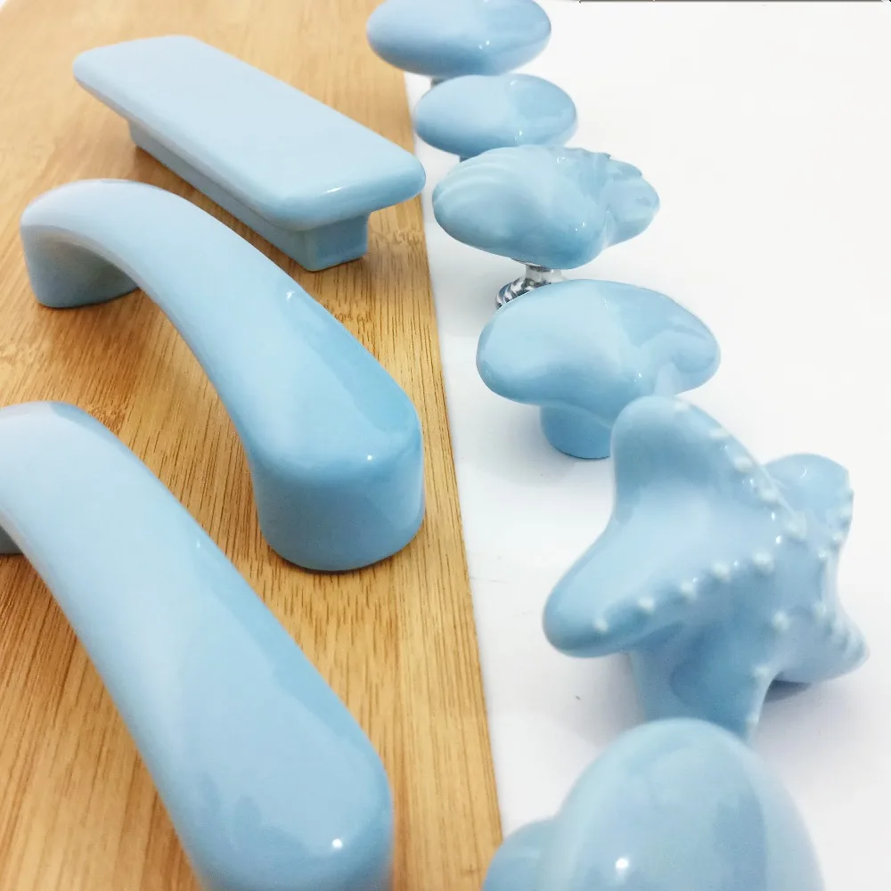 Одно отверстие Blue Love Heart Форма дети керамическая фурнитура ручки для шкафа кухонные ручки дверные ручки для выдвижных ящиков 76 мм/96 мм