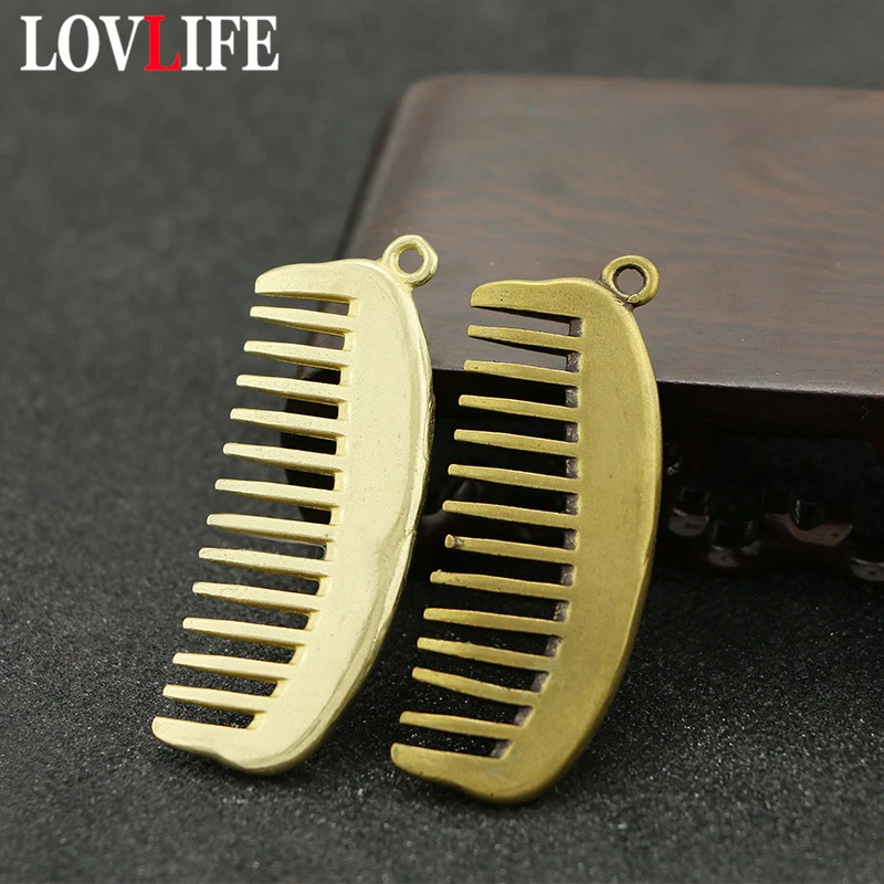 

Creative Brass Mini Small Comb Model Pendant Keychain Charms Trinket Vintage Glossy Combs Key Chains Girls Bag Hanging Ornaments