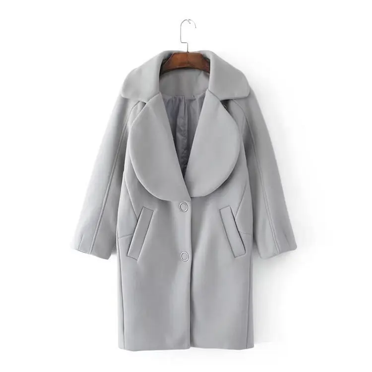 Rabattu Coréennes Nouveau rose À Longues Gris Veste Dames Manteau Solides Col Mode Douce Laine vert Mélangée Manches Pour Femmes Longue x1wBHrq01Z