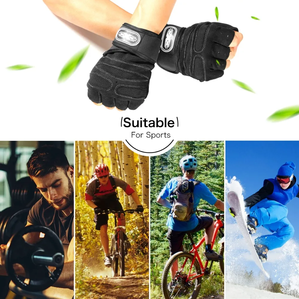 Men Gym Fitness Gloves Sports Exercise Wrist Support Weight Lifting Gloves Body Building Training Crossfit Half Finger Gloves