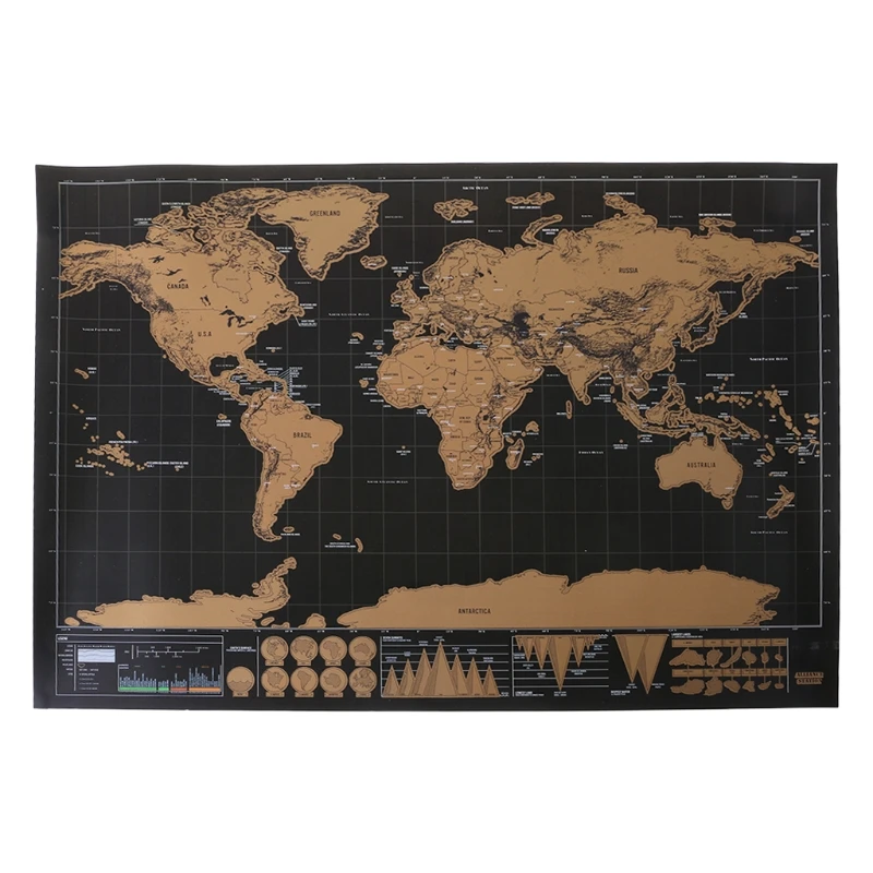 1 шт.. Deluxe Scratch Off Journal World Map персональный дорожный Плакат на заказ Декор Горячая царапина карта мира