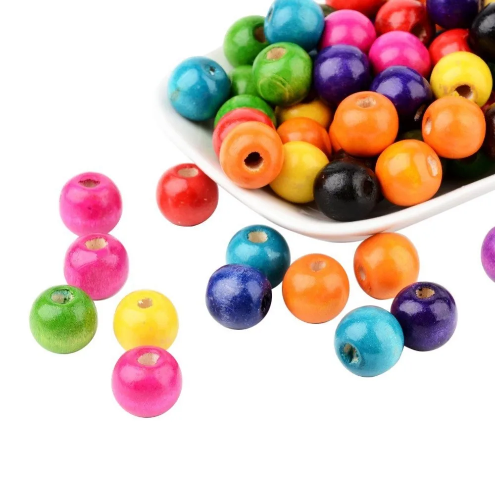 Buy 7MM Dyed Lead Free Round Wood Beads for Children's