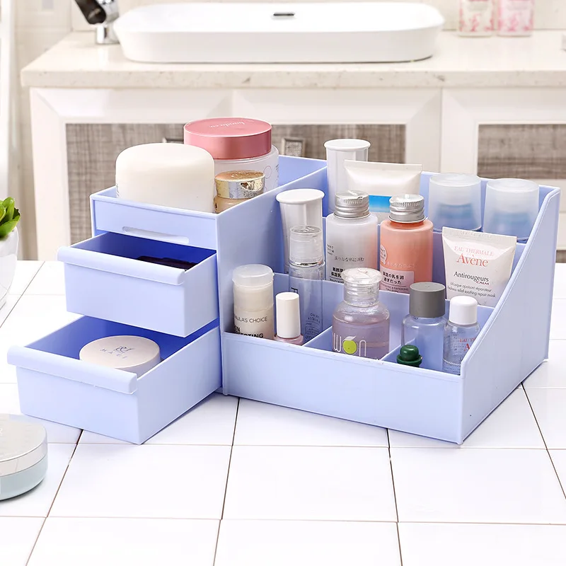 

Junejour New Cosmetic Storage Box Drawer Plastic Makeup Organizer Holder Desktop Stationery Sundries Organizer Container Case
