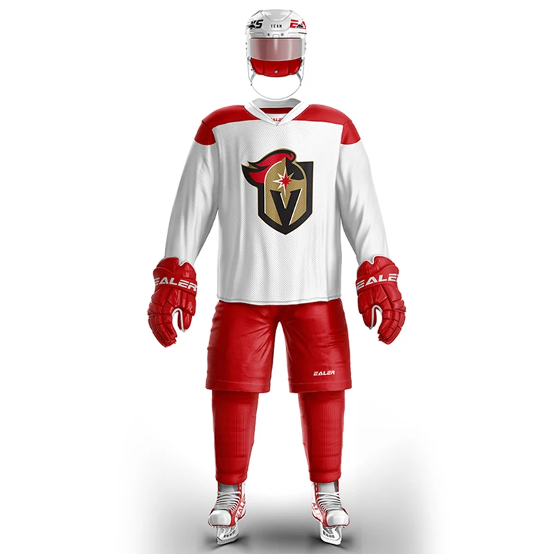 Coldоткрытом воздухе винтажные хоккейные тренировочные майки набор с принтом Золотой логотип Рыцари пятно дешевые высокое качество H6100-1 - Цвет: jersey pant socks