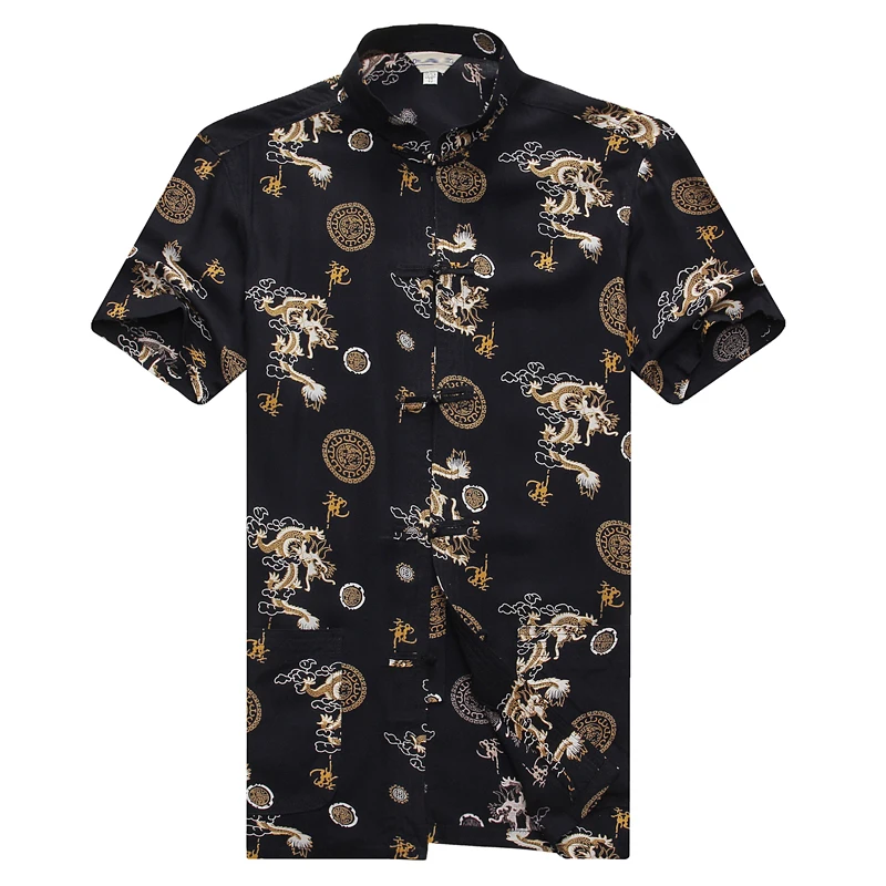 

WAEOLSA Men Ethnic Pattern Shirt Cotton Tunic Blouse White Black Red Tang Tops Man Summer Vintage Shirt Male Classical Tang Tops