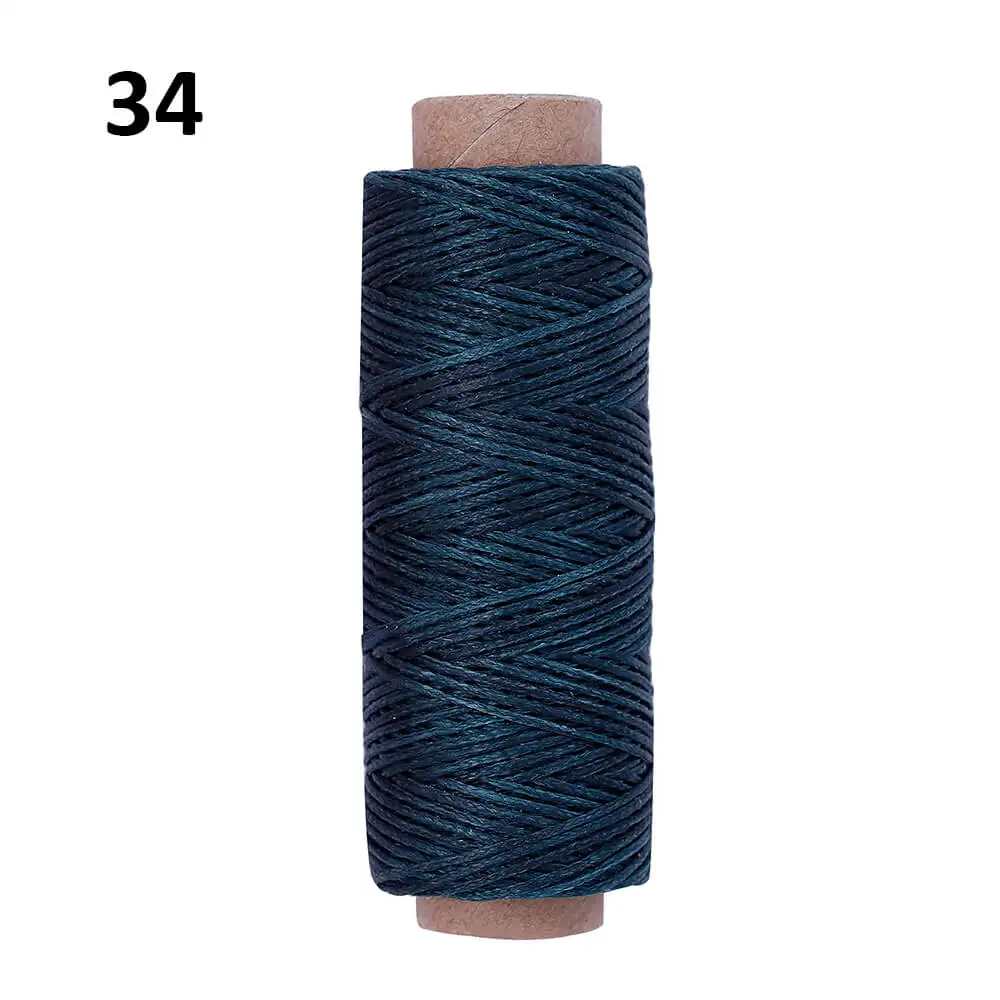 Fashion 0.8mm 150D Waxed Thread Leather Waxed Thread Cord Hand Stitching Thread Flat Waxed Sewing Line DIY Handicraft Tool 50M - Color: 34