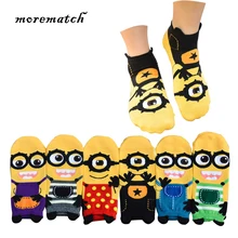 Morematch/3 пары, женские короткие носки, Миньоны, носки хлопковые с забавным рисунком, летние тонкие носки, 6 цветов