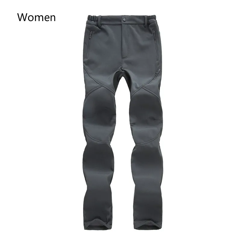 Invierno de los hombres y las mujeres al aire libre Stormtrousers de alta permeabilidad Soft-shell montañismo y de peluche pantalones Camping Trekking