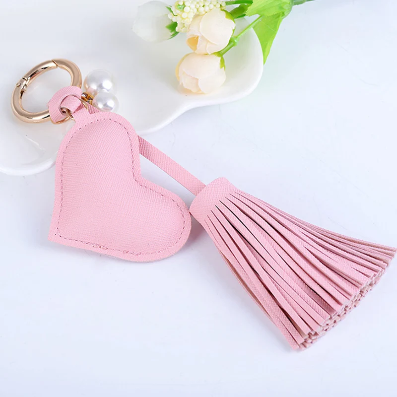 Pu Leather Heart Keychain Metal Key Ring Animal Keychains