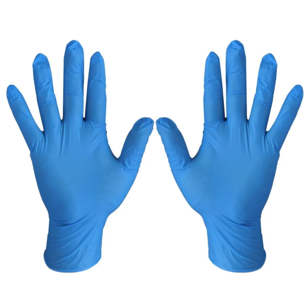 10 шт удобные резиновые одноразовые механические лабораторные безопасные рабочие нитриловые перчатки Синие Защитные рабочие перчатки