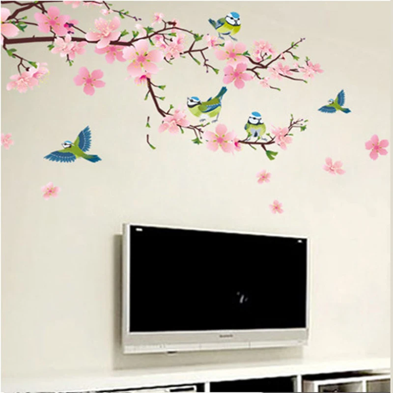 

Elegant Peach Blossom and Swallow PVC Removable Room Decal Art DIY Wall Sticker Home Decor hot sell popular stickers
