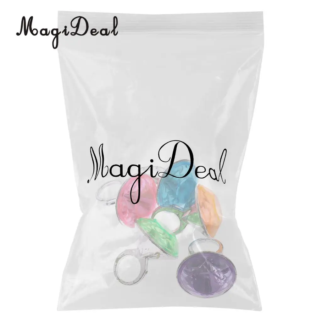 5 Pieces Kids Plastic Diamond Rings Jewelry Prizes for Classroom Teacher, Pinata Filler Toy Random Color