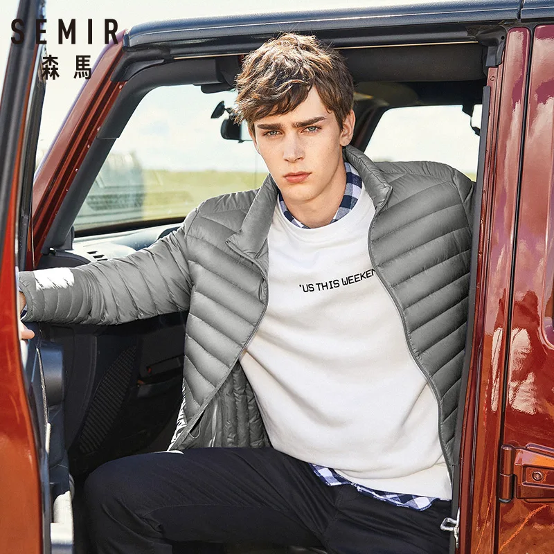 SEMIR пуховик мужской зимний Портативный Теплый 90% белый утиный пух с капюшоном Мужское пальто jaqueta masculino chaqueta hombre