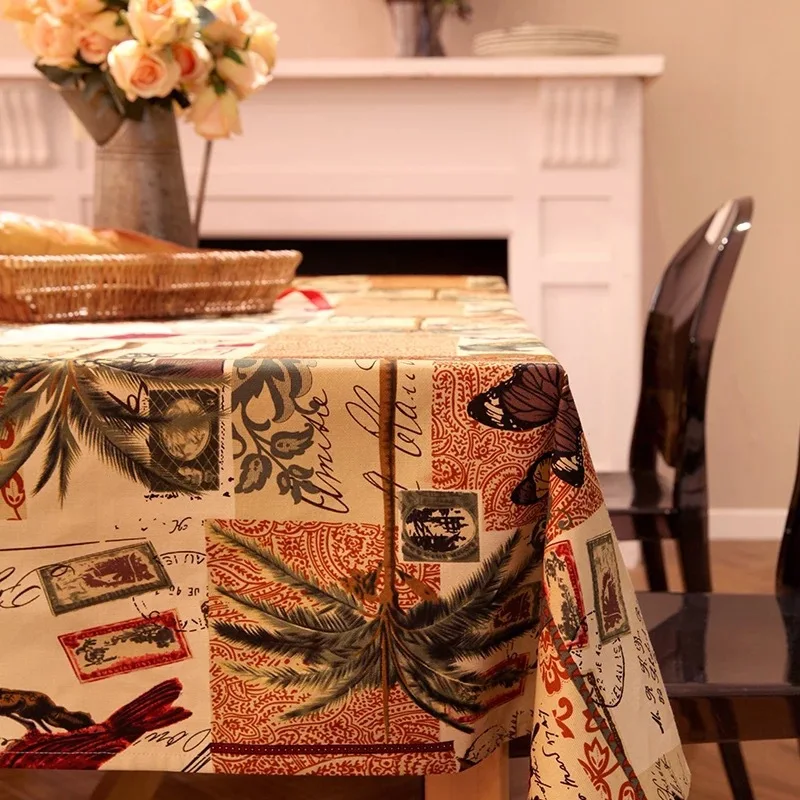 

Pure cotton thickened cloth table cloth rainforest coconut tree butterfly printing tablecloth hotel dining room decoration cover