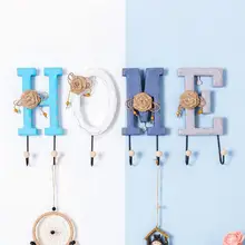 4pcs/Pack Wooden Hook English HOME Letters Coat Hat Hooks Creative Home Decor Wall Furnishing Articles For Wall Hanging