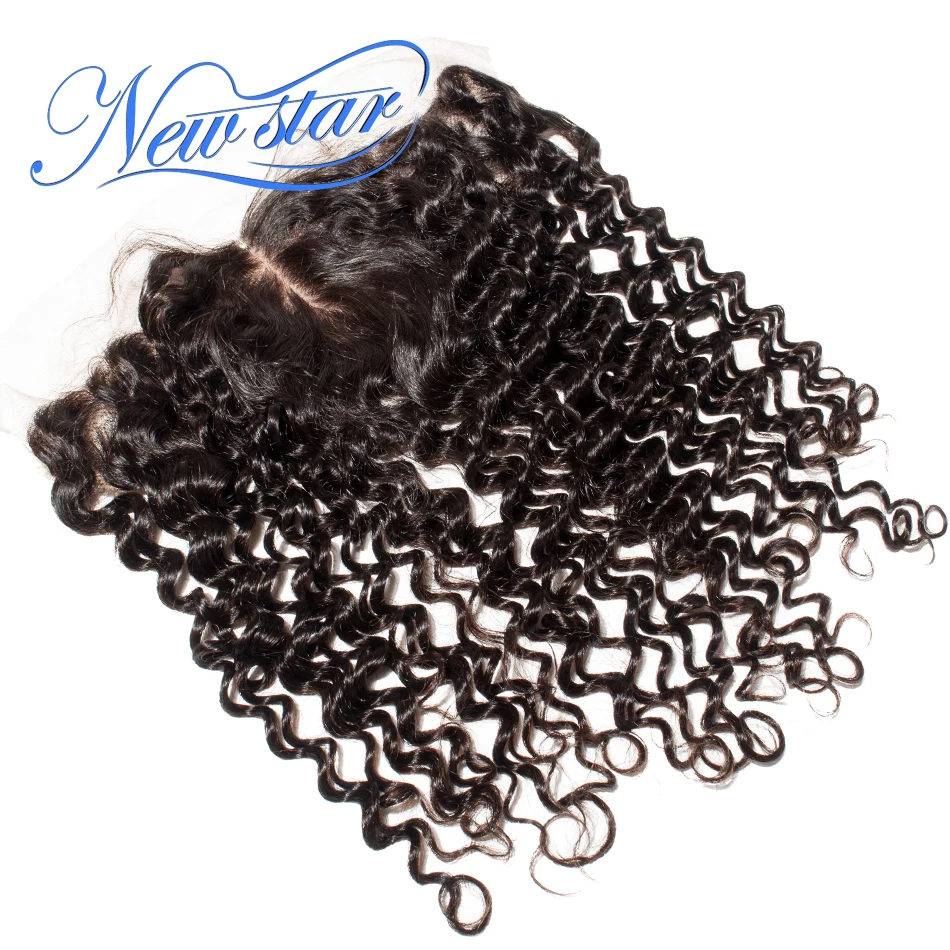 Brazilian Center Silk Frontals Deep Wave New Star Hair Pre-Plucked Hairline Closures Bleached Knots 100% Virgin Human Hair