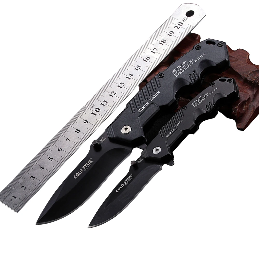 Top Army Brand Knife CS Cold Steel Black Fixed Blade Folding Pocket