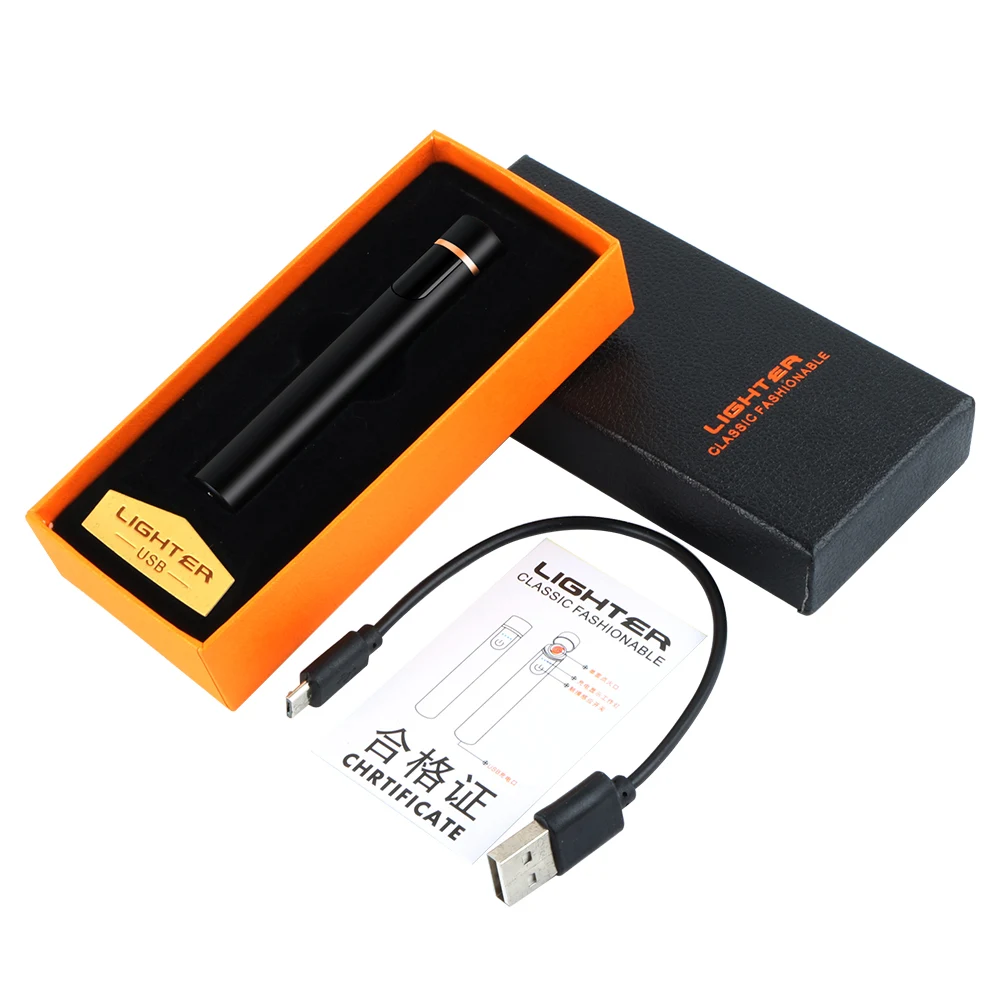 

Lighters Mini Touch Screen Electric Cigarette Lighters USB Rechargeable Thin Windproof Metal Lighter Gadgets Dropshipping