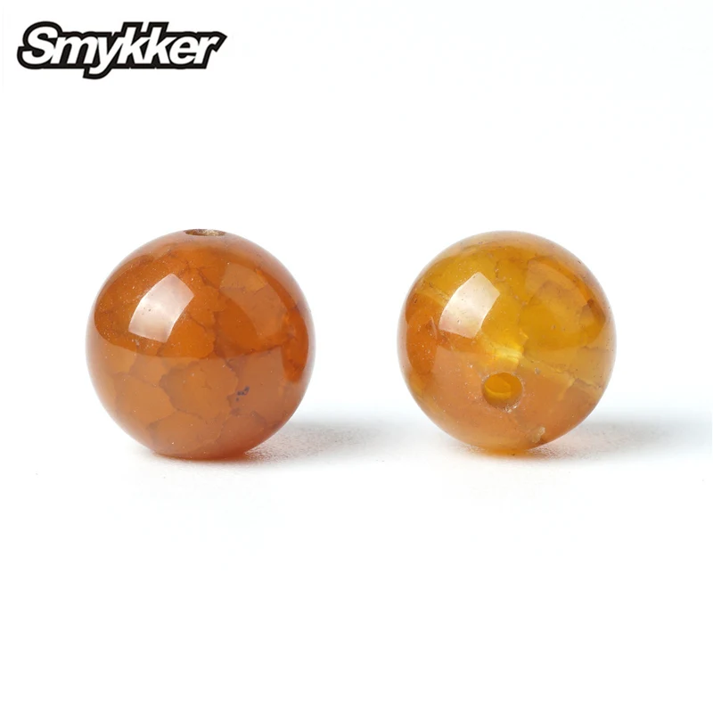

Natural Gemstone Beads Yellow Agate Loose Charms Tea Dragon Pattern Cracked Vein Bead Rosary 8mm Ball Stone Women Jewelry Making