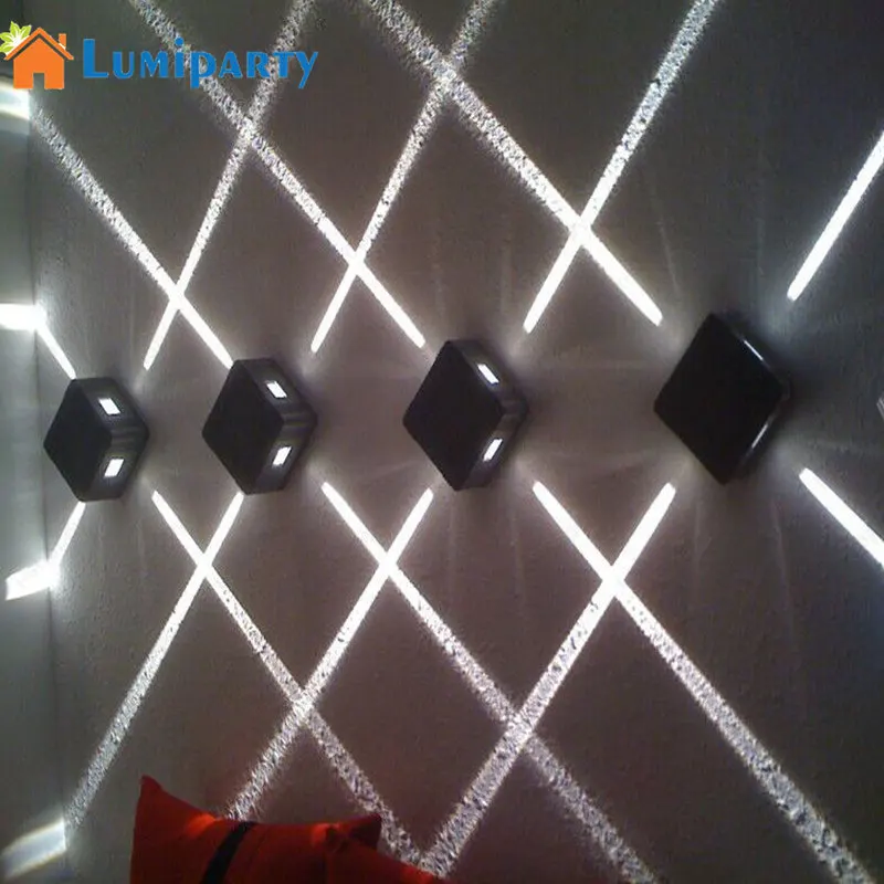 

LumiParty 4W LED Wall Sconce Light Fixture Cross Starlight Lamp Outdoor Waterproof Building Exterior Decor Light