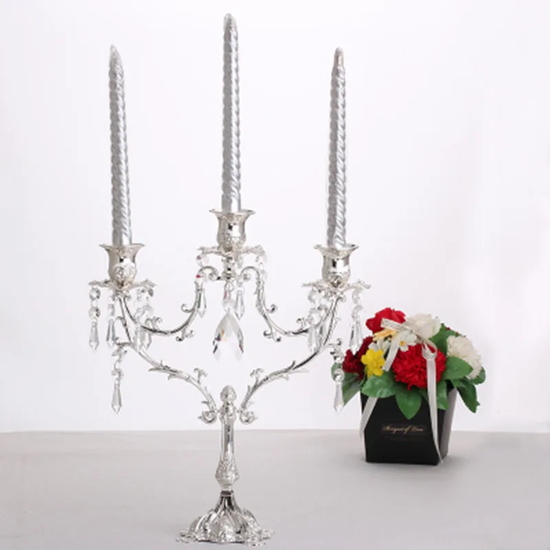 PEANDIM European Style Crystal Candlestick Wedding Centerpiece Candelabra Dinner Deco Luxurious Romantic Candlelight 3&5 Lights