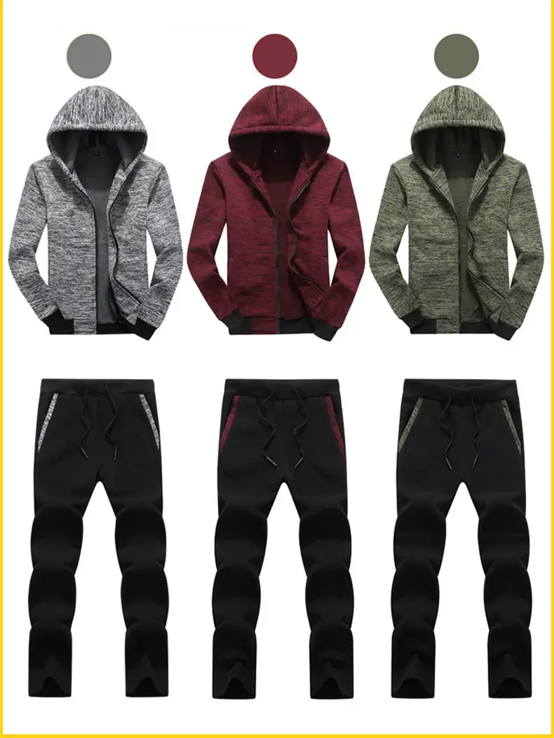 Men Sets Hooded Tracksuit Male Chandal Hombre Completo Trainingspak Mannen Sweatshirt Men Sportswear Suits Jacket+Pant Clothes 4