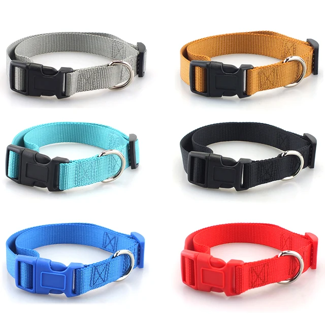 Pet Dog Collar Classic Solid Basic Polyester Nylon Dog Collar with