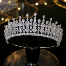 Свадебные аксессуары для волос тиары с цирконием Свадебные украшения Свадебный подарок вечерние CZ Ювелирная диадема повязка на голову украшение для головы с кристаллами