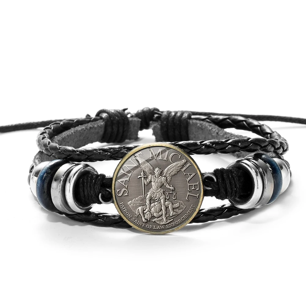 SIAN новейший Archangel St. Майкл браслет для мужчин защищает нас священный щит Защита Амулет драгоценный камень высокого качества кольцеобразный браслет из бисера