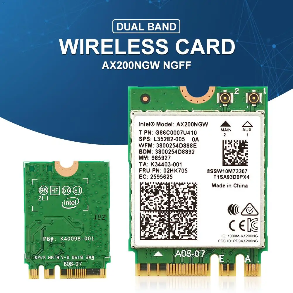 Двухдиапазонная беспроводная карта AX200NGW 2 4 Гбит/с 802.11ax Intel AX200 Wi Fi Bluetooth 5 0 для Windows