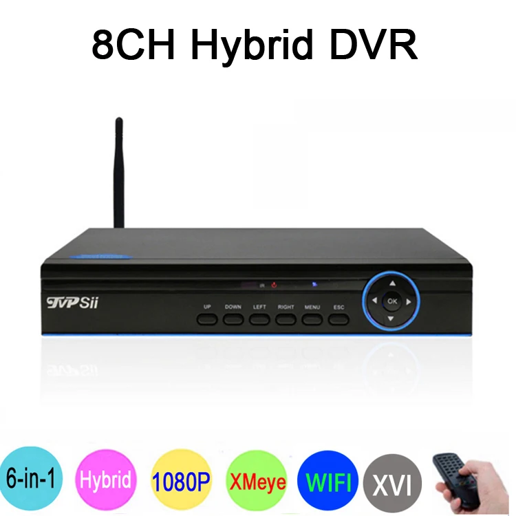 

1080P Surveillance Camera Hi3521D Blue Panel1080N 8CH 6 in 1 Wifi Hybrid Coaxial XVI NVR CVI TVi AHD CCTV DVR Free Shipping