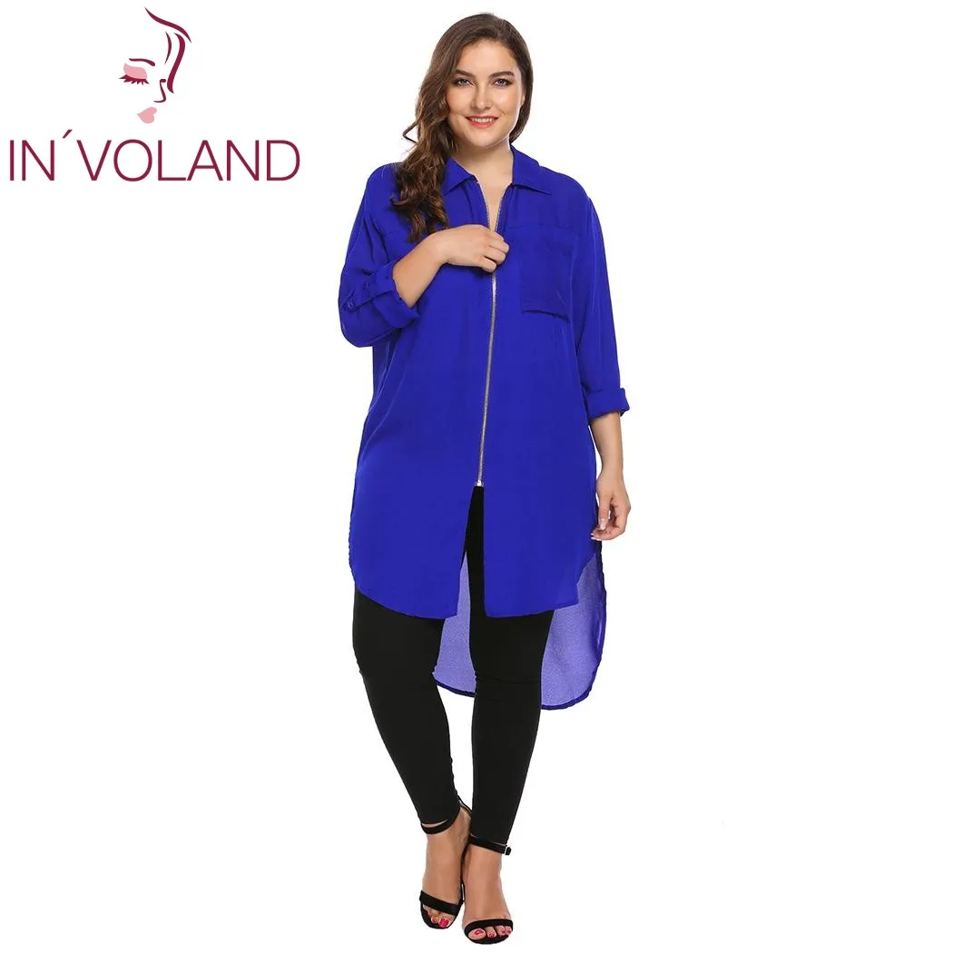 IN'VOLAND женская шифоновая блузка Blusas топы большого размера осенняя Свободная