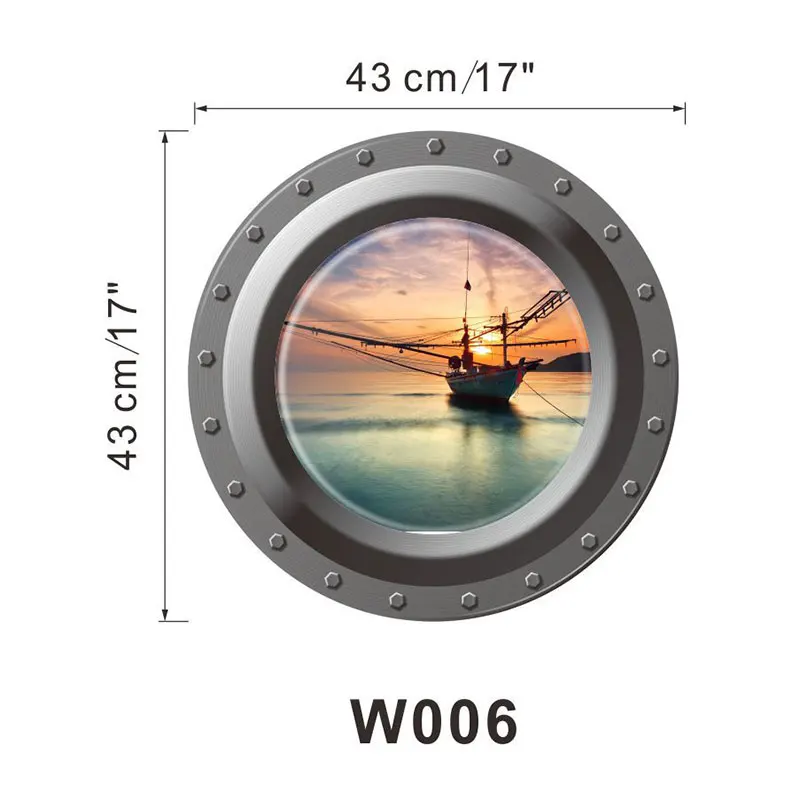 Креативный домашний Декор 3D наклейки на стену с изображением подводной лодки закат пиратский корабль узор для холодильника, двери, настенная плитка декор 43x43 см - Цвет: Розовый