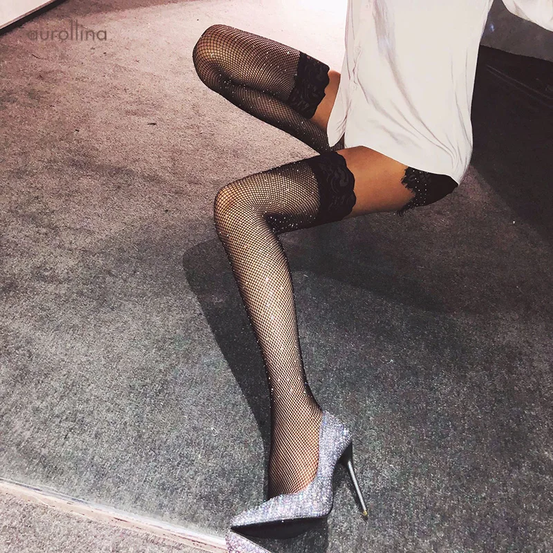 Crystal Glittering Bling-Bling Fishnet Stocking W31 (4)